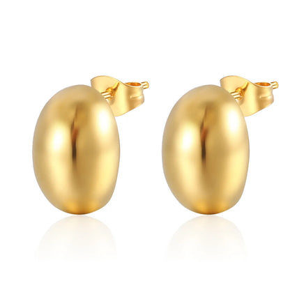 1 Pair Simple Style Solid Color Plating 304 Stainless Steel 18K Gold Plated Earrings