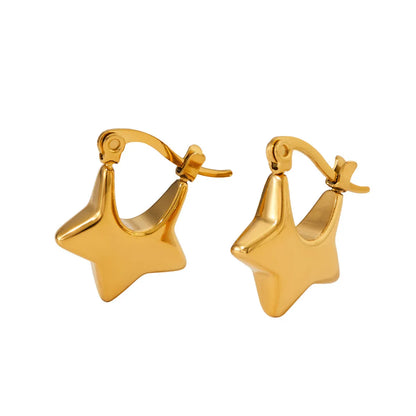 1 Pair Simple Style Solid Color Plating Stainless Steel Gold Plated Earrings