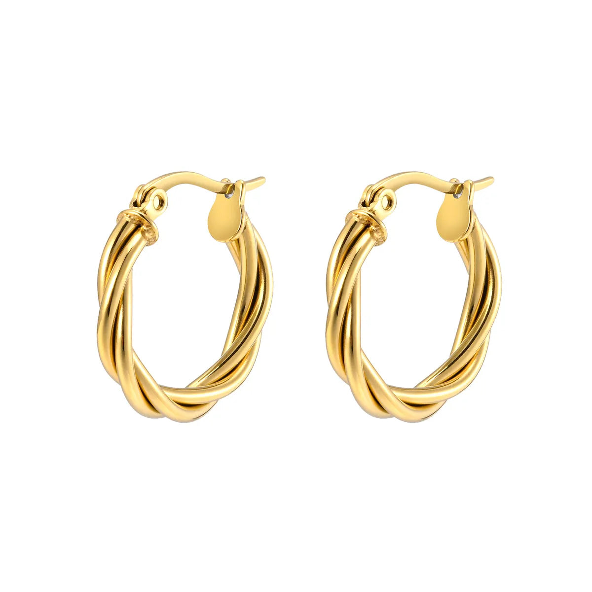 1 Pair Simple Style Solid Color Plating Stainless Steel Gold Plated Earrings