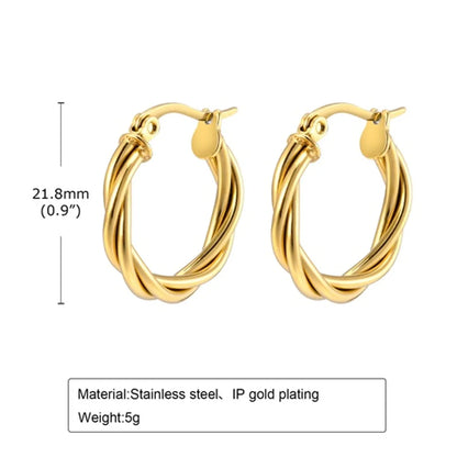 1 Pair Simple Style Solid Color Plating Stainless Steel Gold Plated Earrings