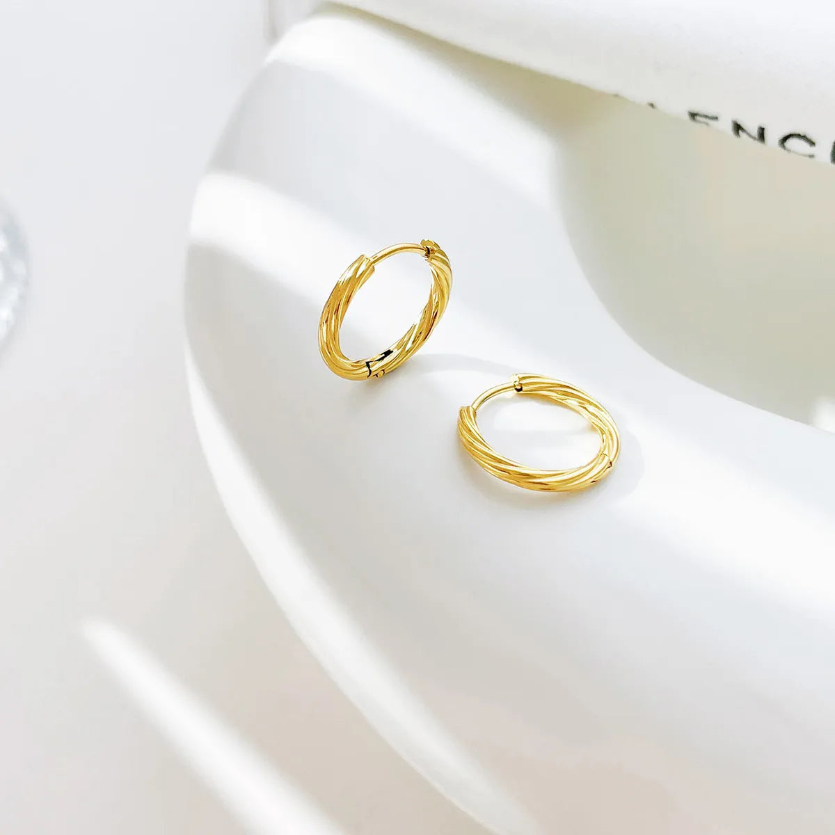 1 Pair Simple Style Solid Color Plating Stainless Steel Hoop Earrings