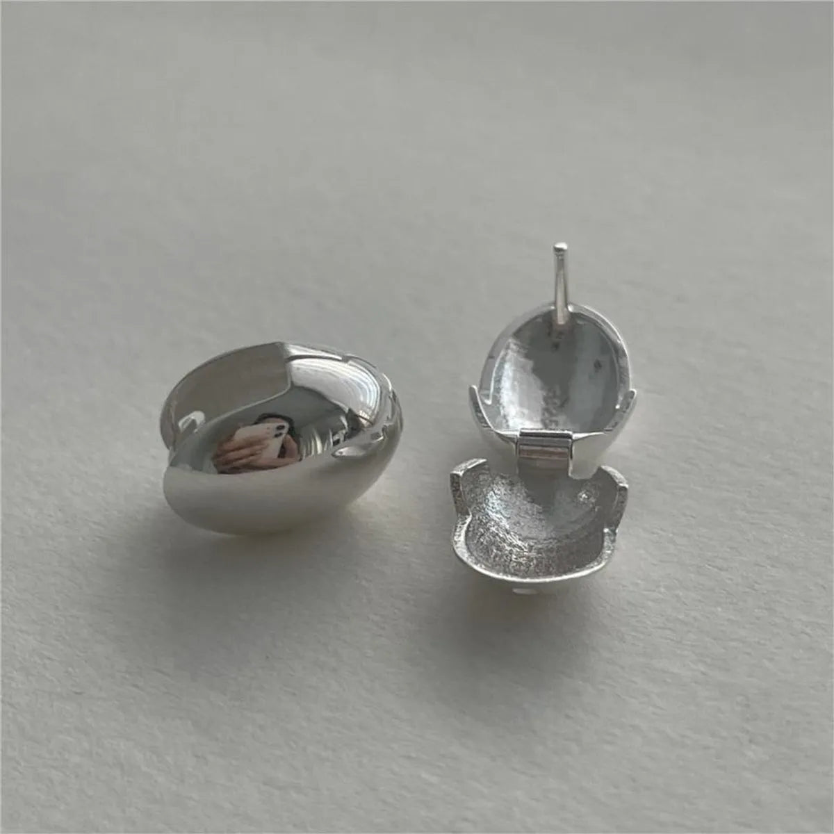 1 Pair Simple Style Solid Color Plating Sterling Silver Ear Studs