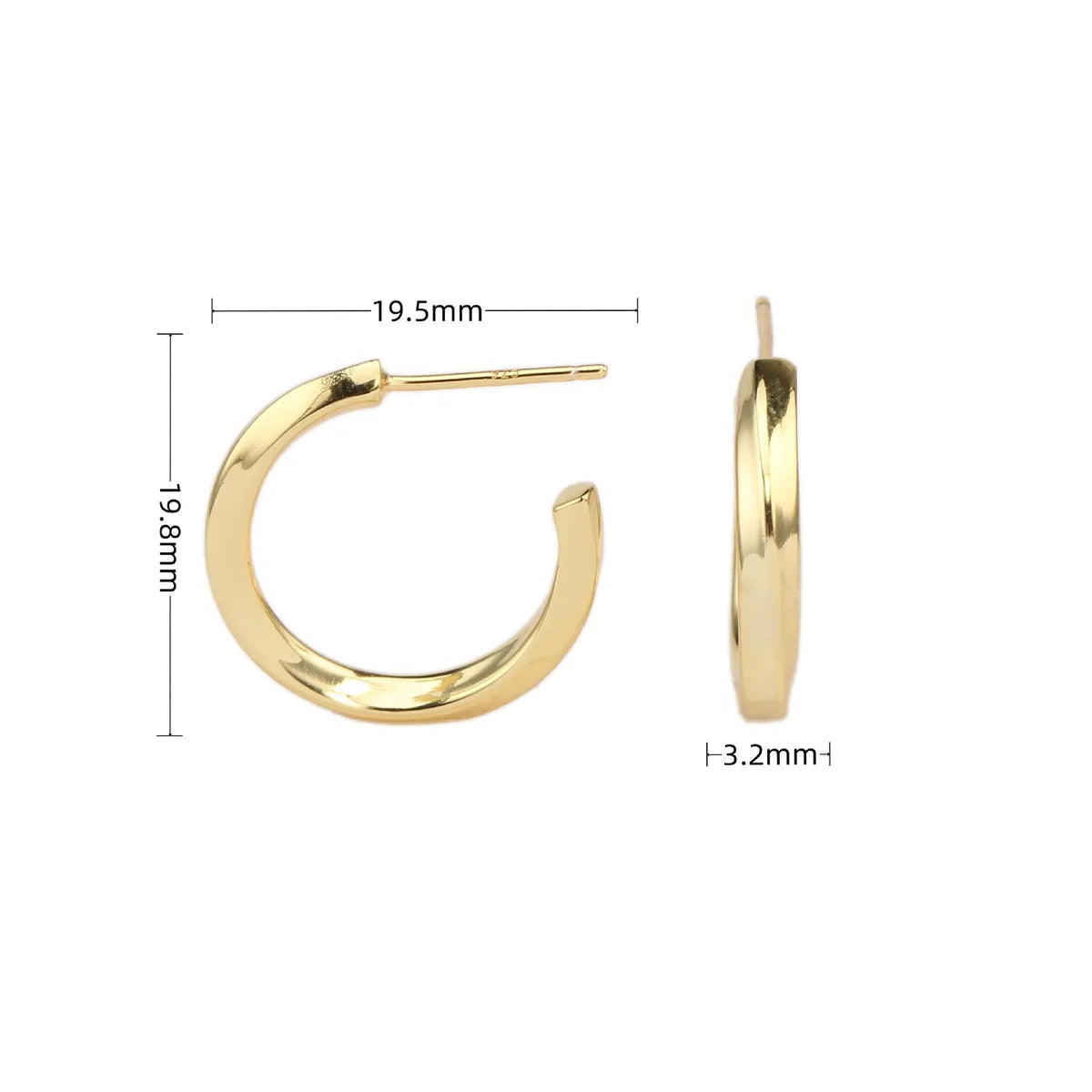 1 Pair Simple Style Solid Color Plating Sterling Silver Gold Plated Ear Studs