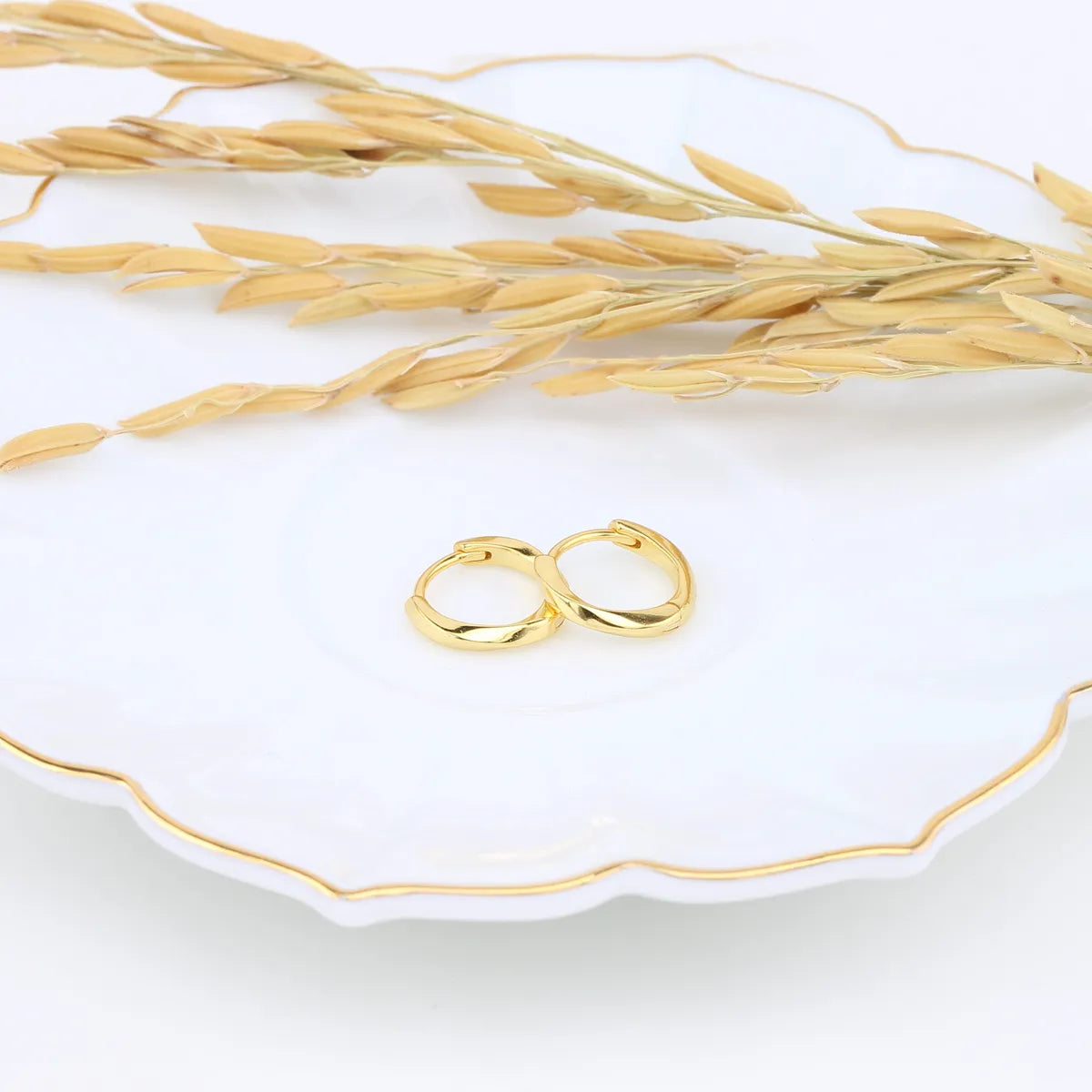 1 Pair Simple Style Solid Color Plating Sterling Silver Gold Plated Earrings