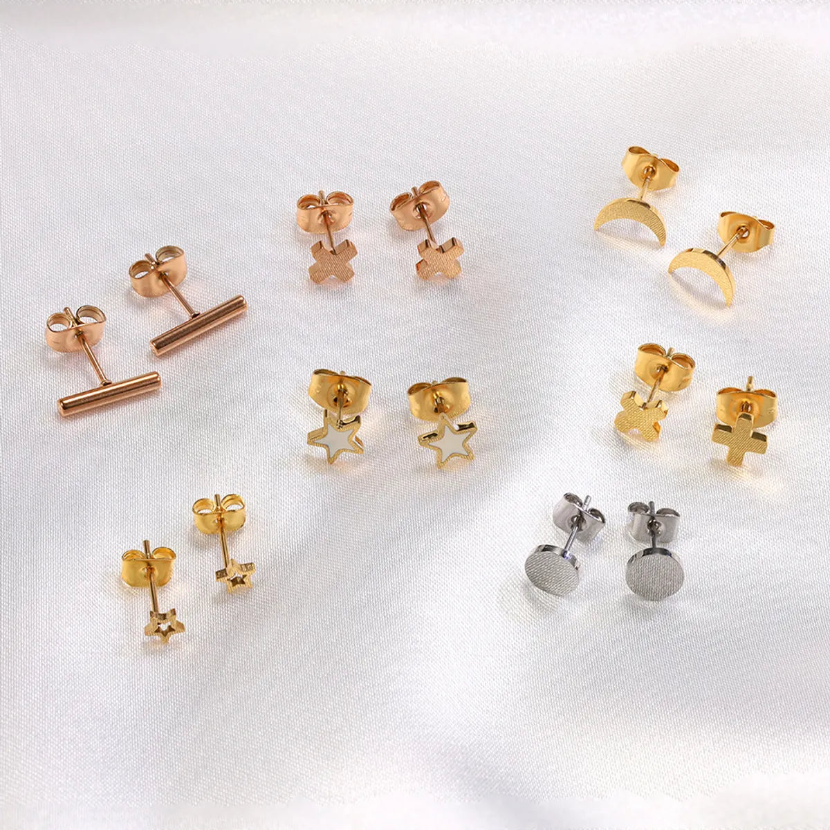 1 Pair Simple Style Solid Color Plating Titanium Steel 18k Gold Plated Ear Studs