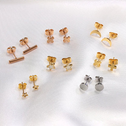 1 Pair Simple Style Solid Color Plating Titanium Steel 18k Gold Plated Ear Studs