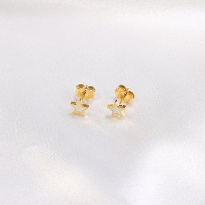 1 Pair Simple Style Solid Color Plating Titanium Steel 18k Gold Plated Ear Studs