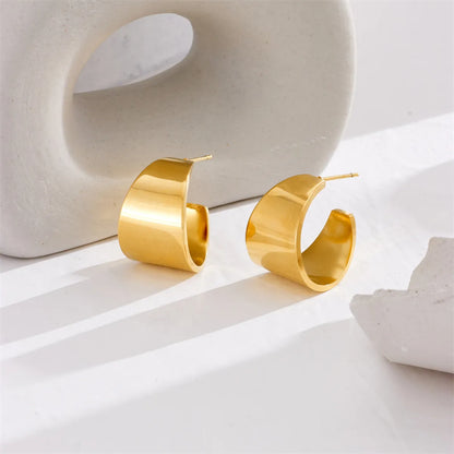 1 Pair Simple Style Solid Color Plating Titanium Steel 18k Gold Plated Ear Studs