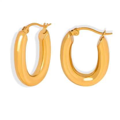 1 Pair Simple Style Solid Color Plating Titanium Steel 18k Gold Plated Earrings