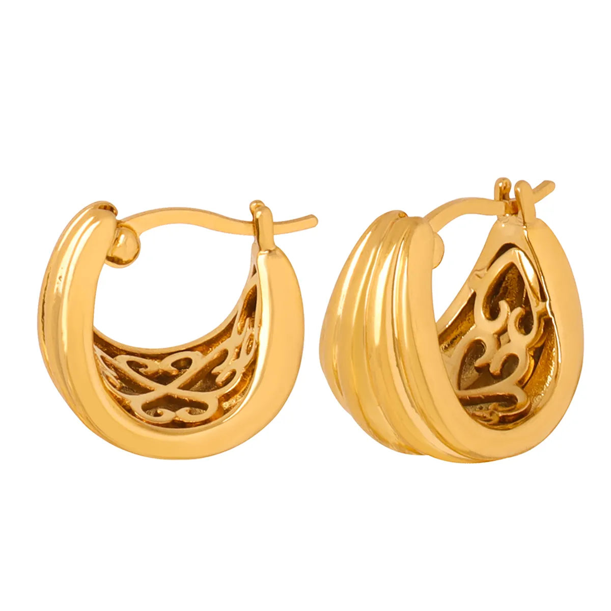 1 Pair Simple Style Solid Color Plating Titanium Steel 18k Gold Plated Earrings