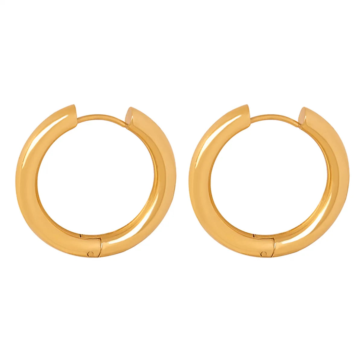 1 Pair Simple Style Solid Color Plating Titanium Steel 18k Gold Plated Hoop Earrings