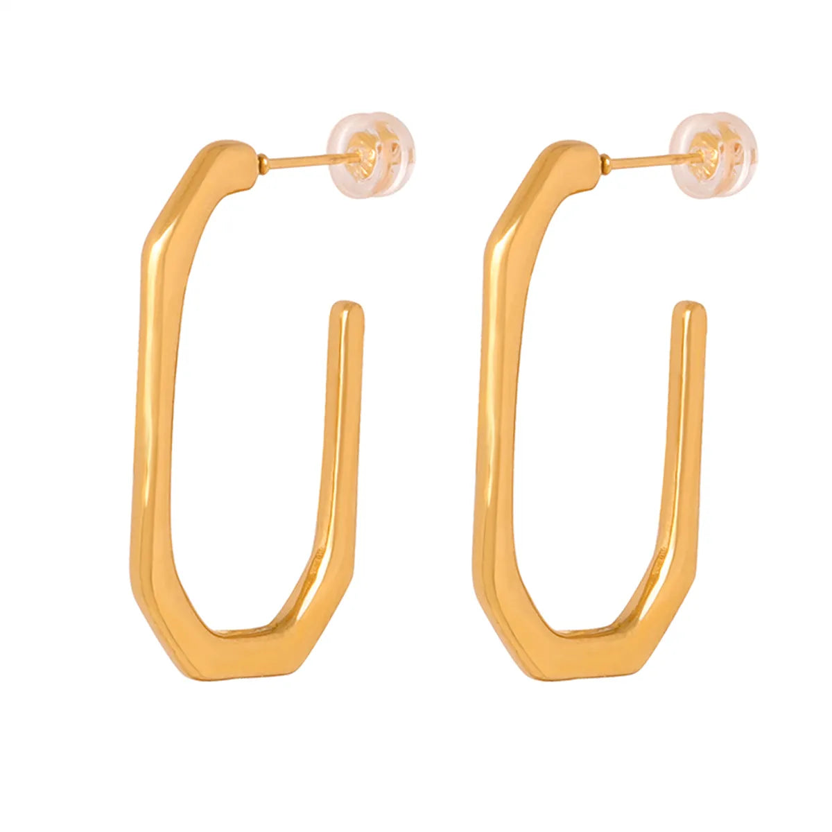 1 Pair Simple Style Solid Color Plating Titanium Steel 18k Gold Plated Hoop Earrings