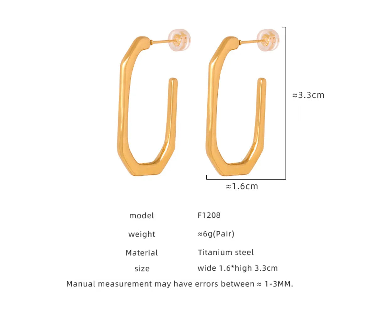 1 Pair Simple Style Solid Color Plating Titanium Steel 18k Gold Plated Hoop Earrings