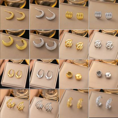 1 Pair Simple Style Solid Color Plating Titanium Steel Ear Studs