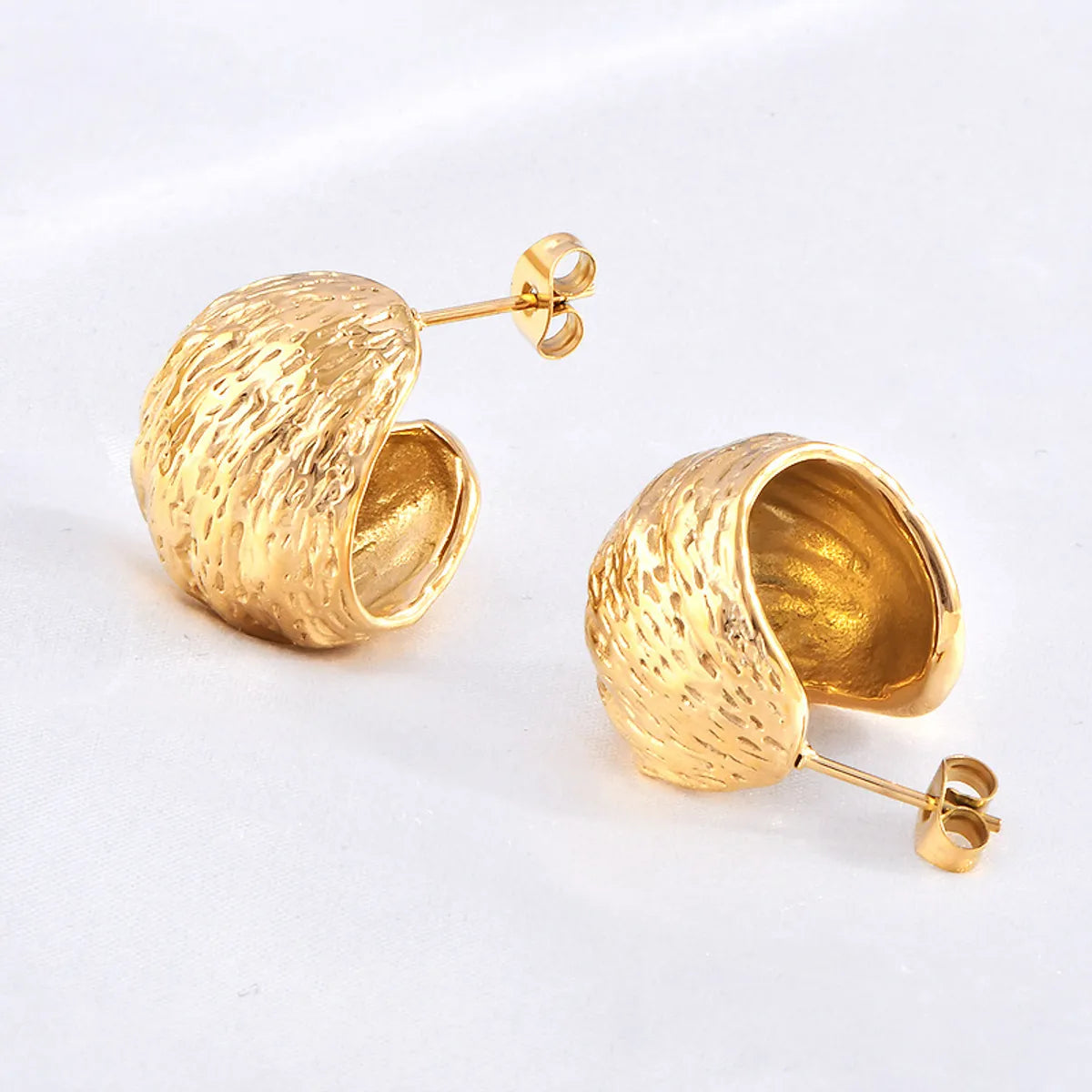 1 Pair Simple Style Solid Color Plating Titanium Steel Earrings