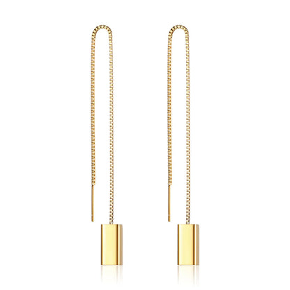 1 Pair Simple Style Solid Color Plating 304 Stainless Steel 18K Gold Plated Drop Earrings