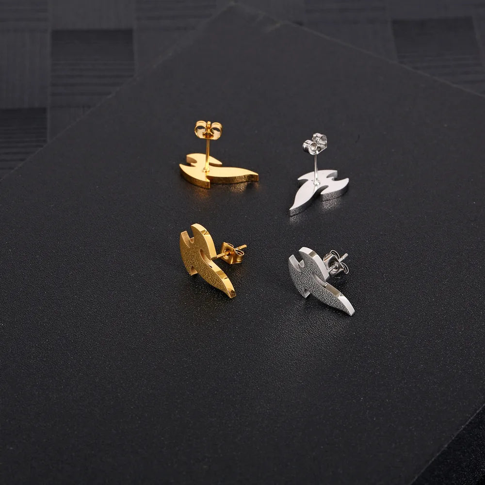 1 Pair Simple Style Solid Color Plating 304 Stainless Steel 18K Gold Plated Ear Studs