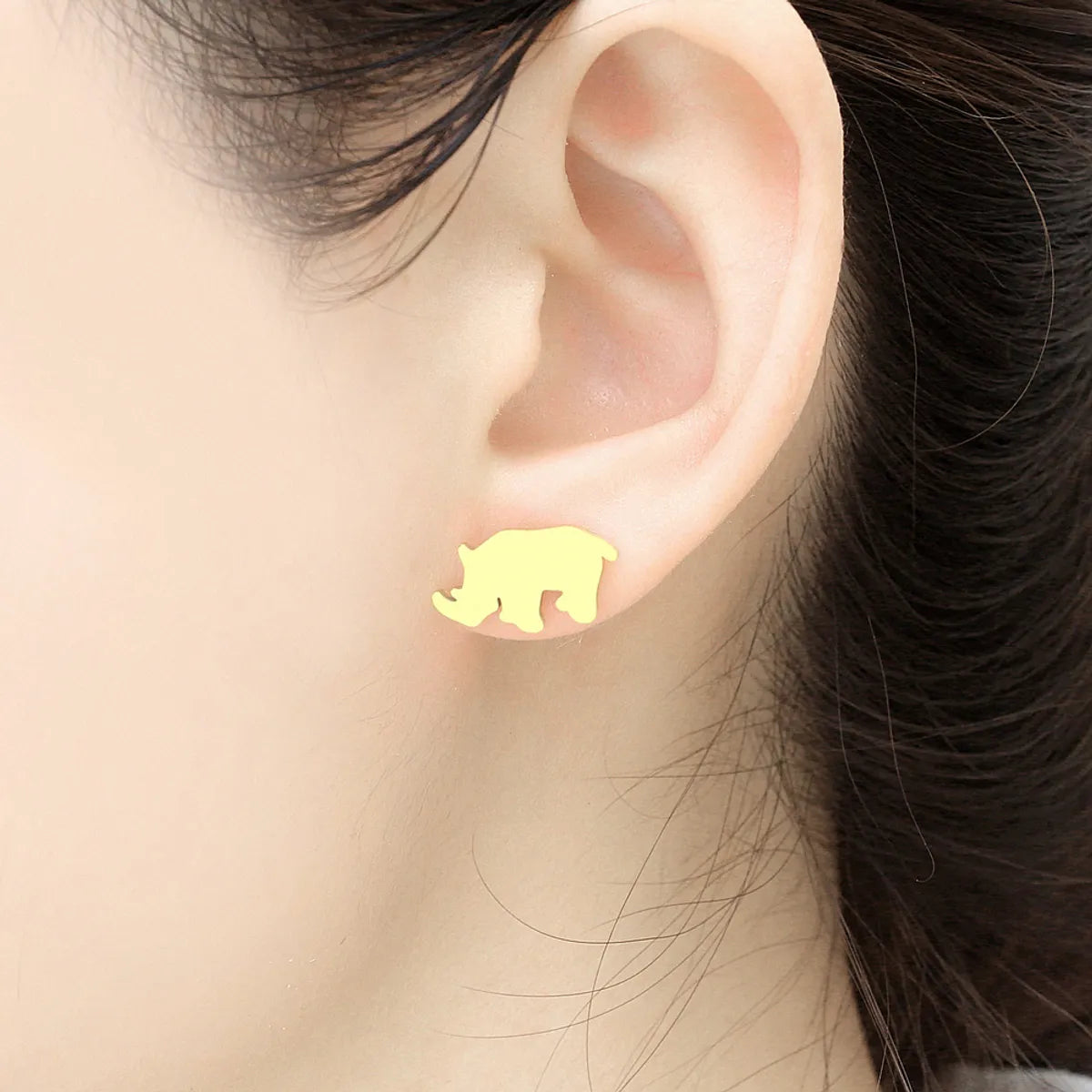 1 Pair Simple Style Solid Color Plating Titanium Steel Gold Plated Ear Studs