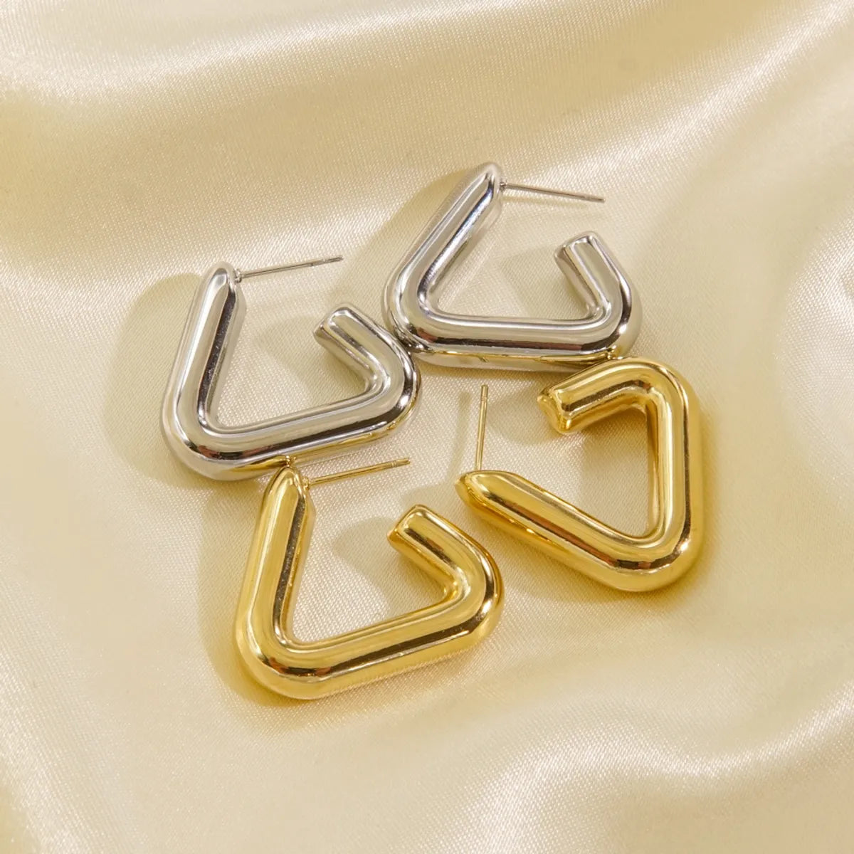 1 Pair Simple Style Solid Color Plating Titanium Steel Gold Plated Ear Studs