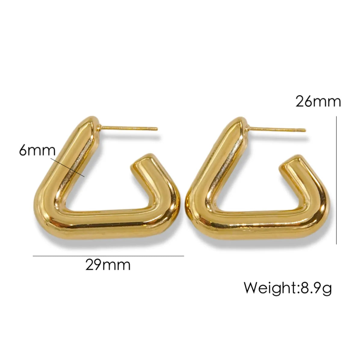 1 Pair Simple Style Solid Color Plating Titanium Steel Gold Plated Ear Studs