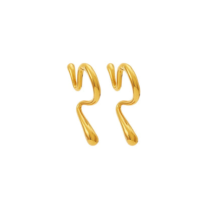 1 Pair Simple Style Solid Color Plating Titanium Steel Gold Plated Ear Studs