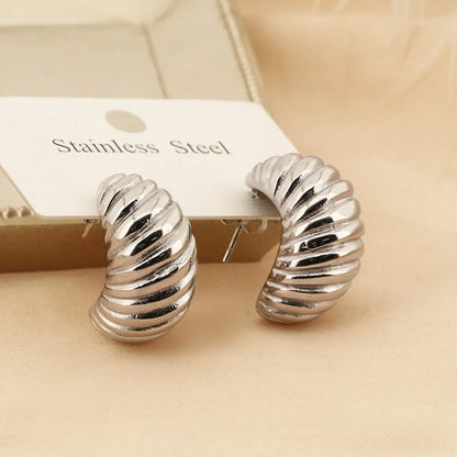 1 Pair Simple Style Solid Color Plating Titanium Steel Gold Plated Ear Studs