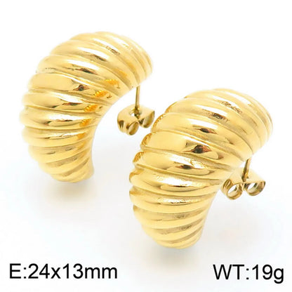 1 Pair Simple Style Solid Color Plating Titanium Steel Gold Plated Ear Studs