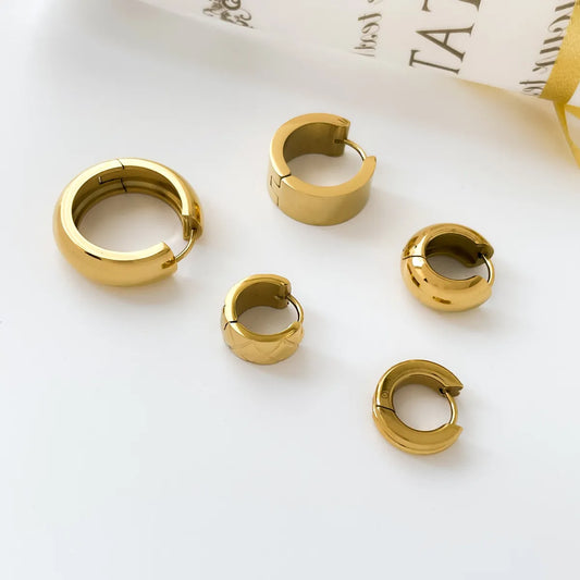 1 Pair Simple Style Solid Color Plating Titanium Steel Gold Plated Earrings