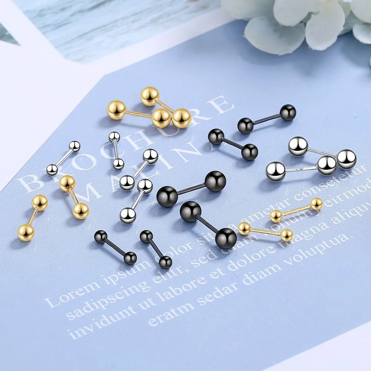 1 Pair Simple Style Solid Color Pleated Sterling Silver Ear Studs