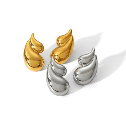 1 Pair Simple Style Solid Color Polishing Plating 304 Stainless Steel 18K Gold Plated Ear Studs