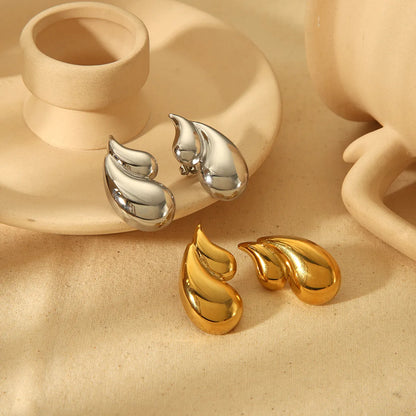 1 Pair Simple Style Solid Color Polishing Plating 304 Stainless Steel 18K Gold Plated Ear Studs