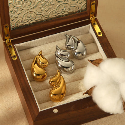 1 Pair Simple Style Solid Color Polishing Plating 304 Stainless Steel 18K Gold Plated Ear Studs