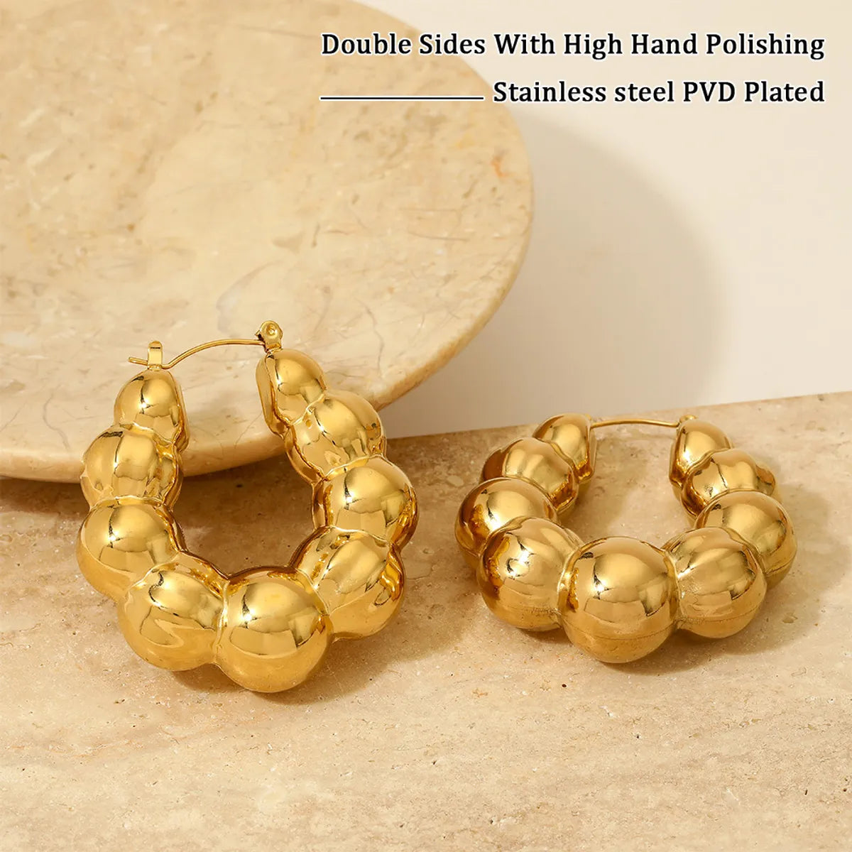 1 Pair Simple Style Solid Color Polishing Plating Stainless Steel 14k Gold Plated White Gold Plated Gold Plated Earrings