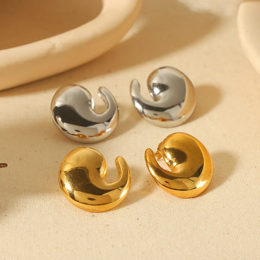 1 Pair Simple Style Solid Color Polishing Plating Stainless Steel 18k Gold Plated Ear Studs