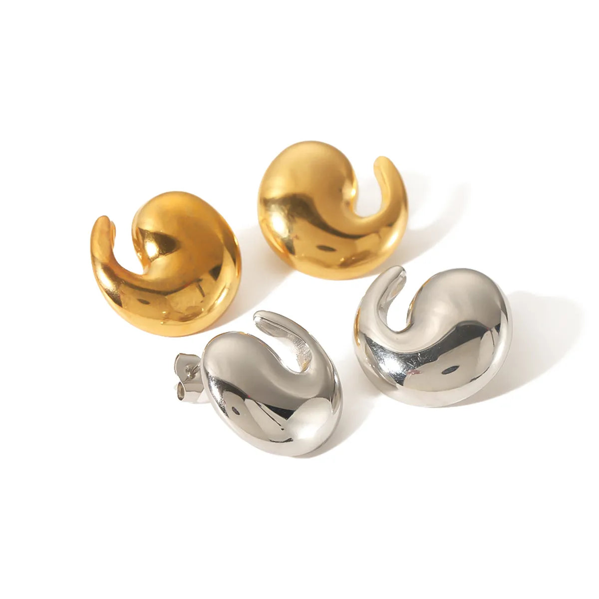 1 Pair Simple Style Solid Color Polishing Plating Stainless Steel 18k Gold Plated Ear Studs