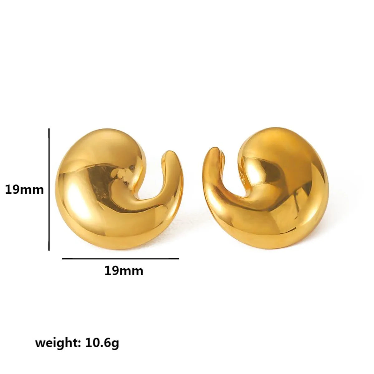 1 Pair Simple Style Solid Color Polishing Plating Stainless Steel 18k Gold Plated Ear Studs