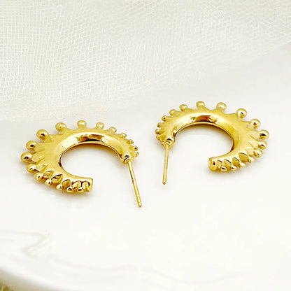 1 Pair Simple Style Solid Color Polishing Plating Stainless Steel Gold Plated Ear Studs