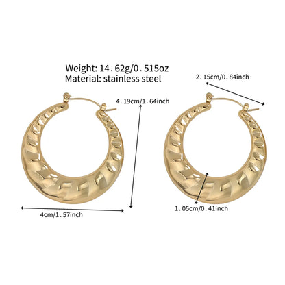 1 Pair Simple Style Solid Color Polishing Plating Stainless Steel Hoop Earrings