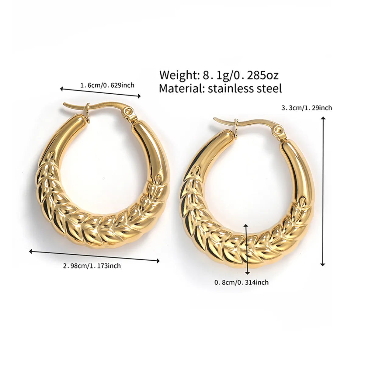 1 Pair Simple Style Solid Color Polishing Plating Stainless Steel Hoop Earrings