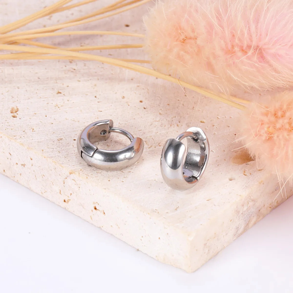 1 Pair Simple Style Solid Color Polishing Stainless Steel Earrings