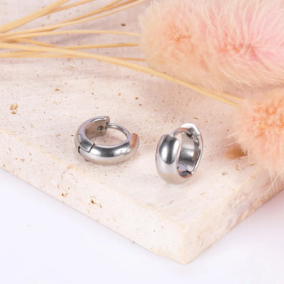 1 Pair Simple Style Solid Color Polishing Stainless Steel Earrings