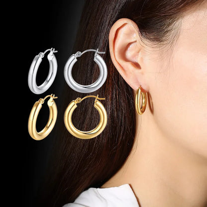 1 Pair Simple Style Solid Color Polishing 304 Stainless Steel Gold Plated Earrings