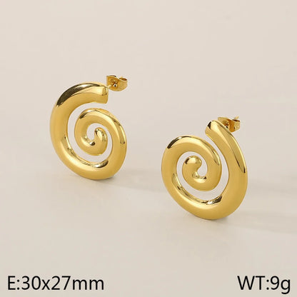 1 Pair Simple Style Solid Color Spiral 304 Stainless Steel 18K Gold Plated Ear Studs