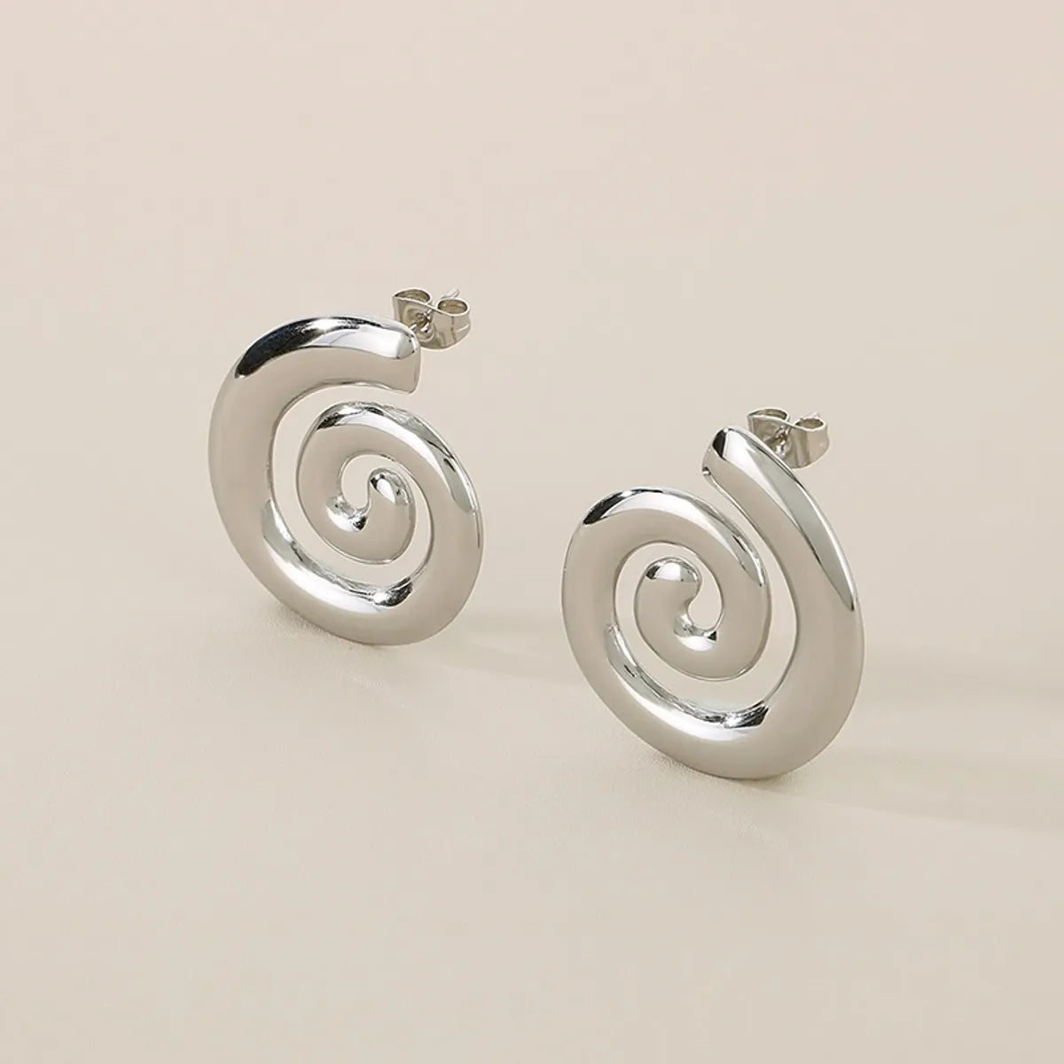 1 Pair Simple Style Solid Color Spiral 304 Stainless Steel 18K Gold Plated Ear Studs