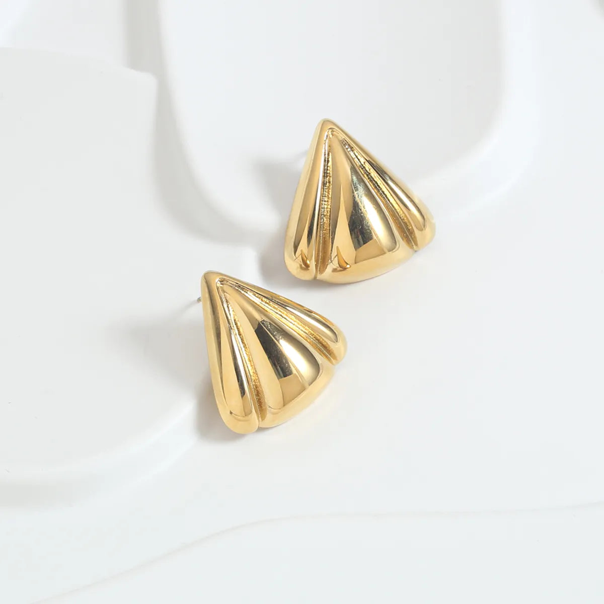 1 Pair Simple Style Solid Color Stainless Steel 18K Gold Plated Ear Studs