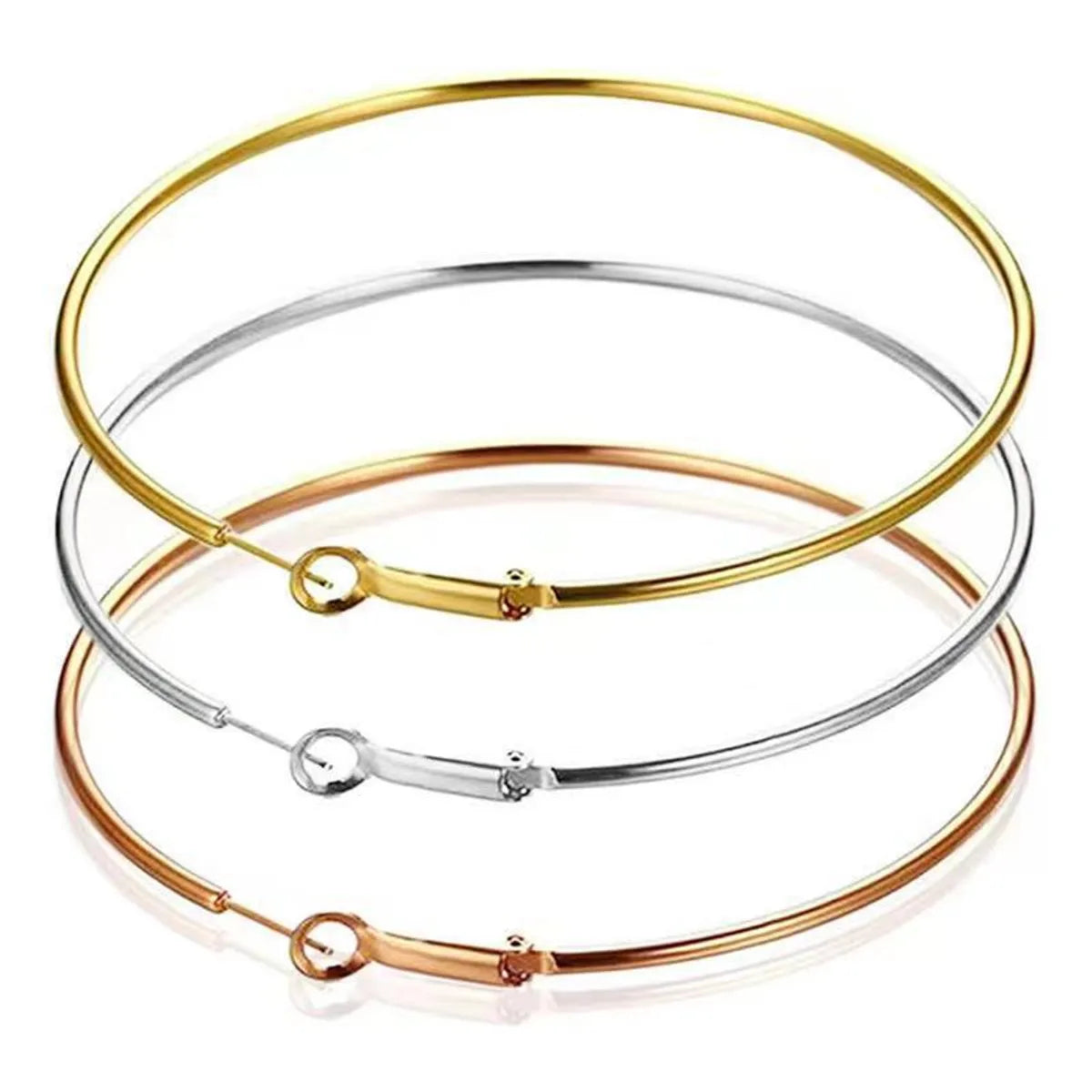 1 Pair Simple Style Solid Color Stainless Steel Hoop Earrings