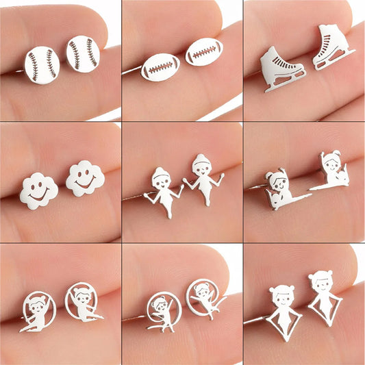 1 Pair Simple Style Solid Color Stainless Steel Irregular Plating Silver Plated Ear Studs