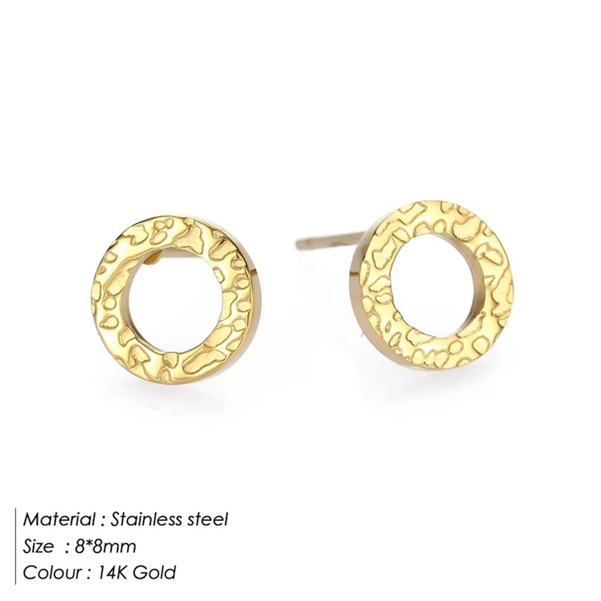 1 Pair Simple Style Solid Color Stainless Steel Plating 14k Gold Plated Ear Studs