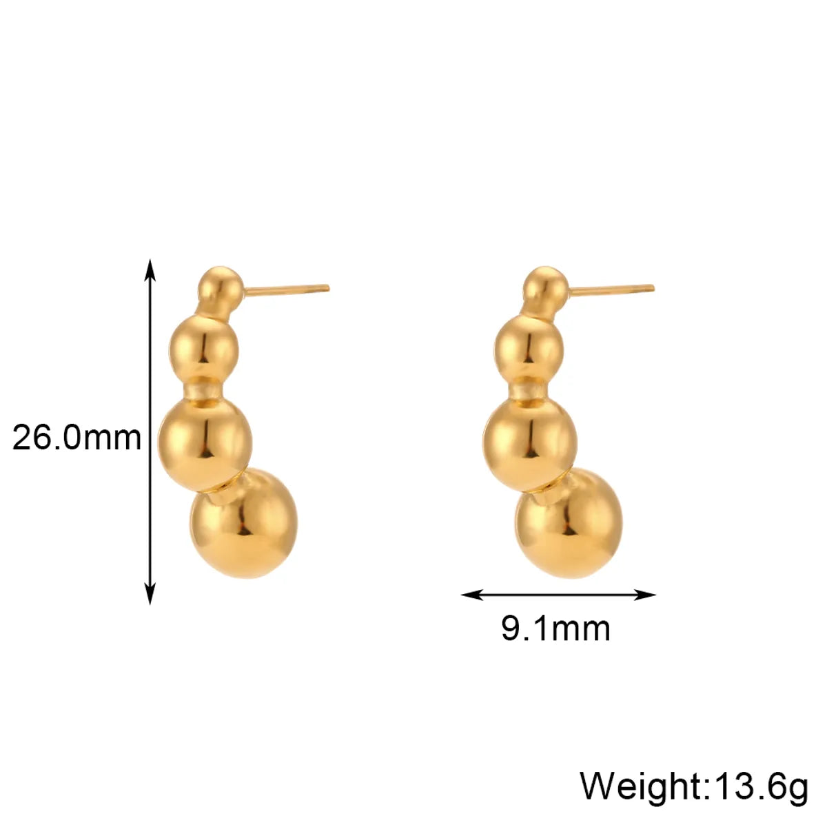 1 Pair Simple Style Solid Color Plating Stainless Steel 18k Gold Plated Ear Studs