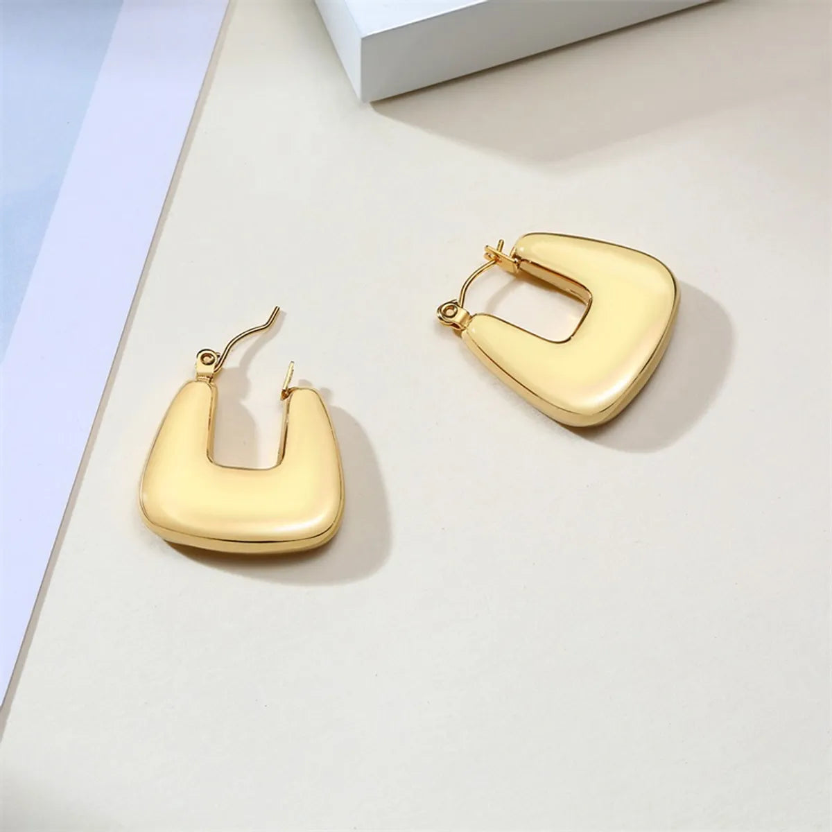 1 Pair Simple Style Solid Color Stainless Steel Plating 18k Gold Plated Earrings